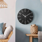 Wall Clock Silent Quartz Frameless Wood-Look Finish