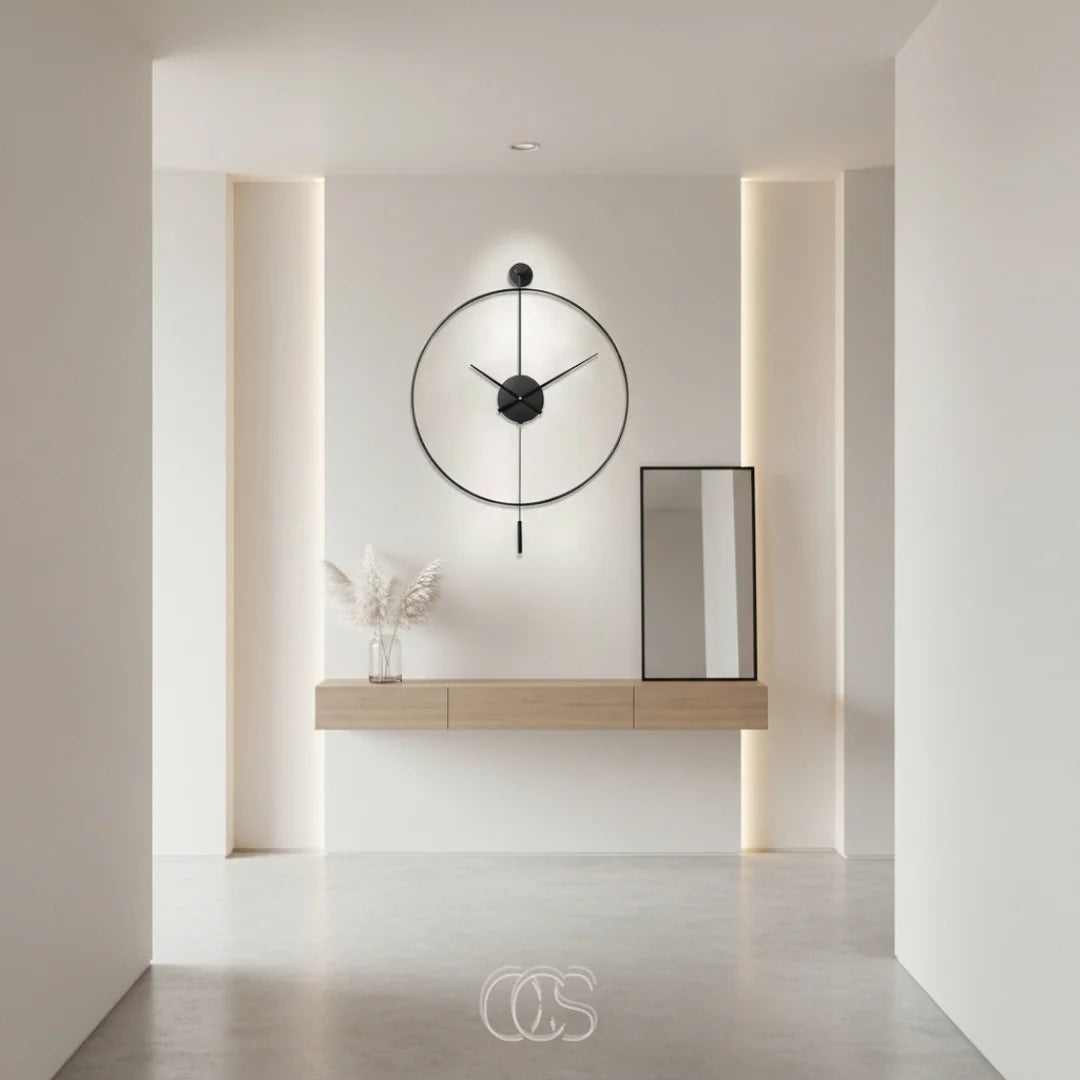 Wall Clock Silent Quartz Metal Pendulum 50 Cm