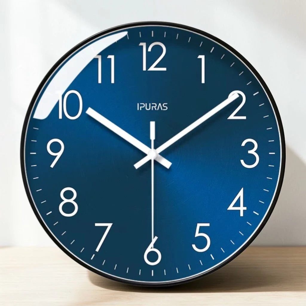 Wall Clock Silent Quartz Minimalist Glass Face