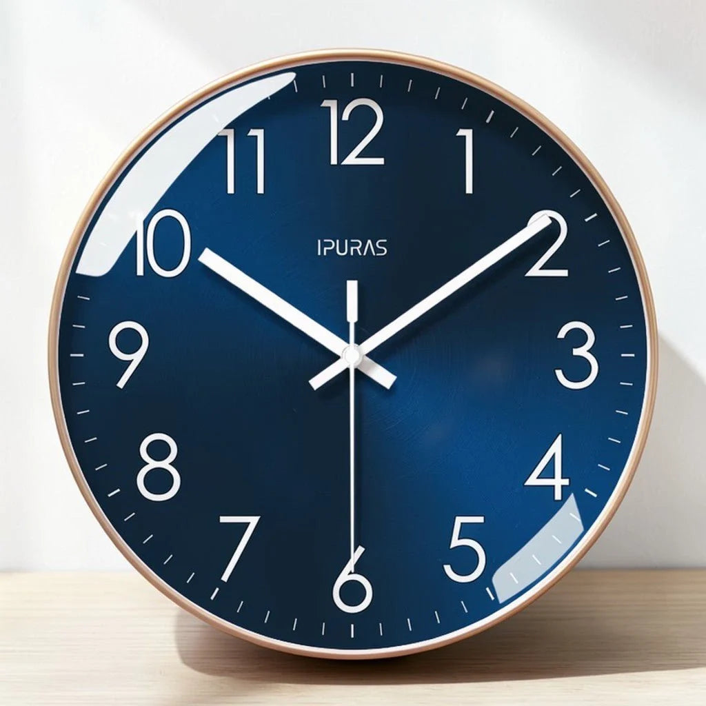 Wall Clock Silent Quartz Minimalist Glass Face
