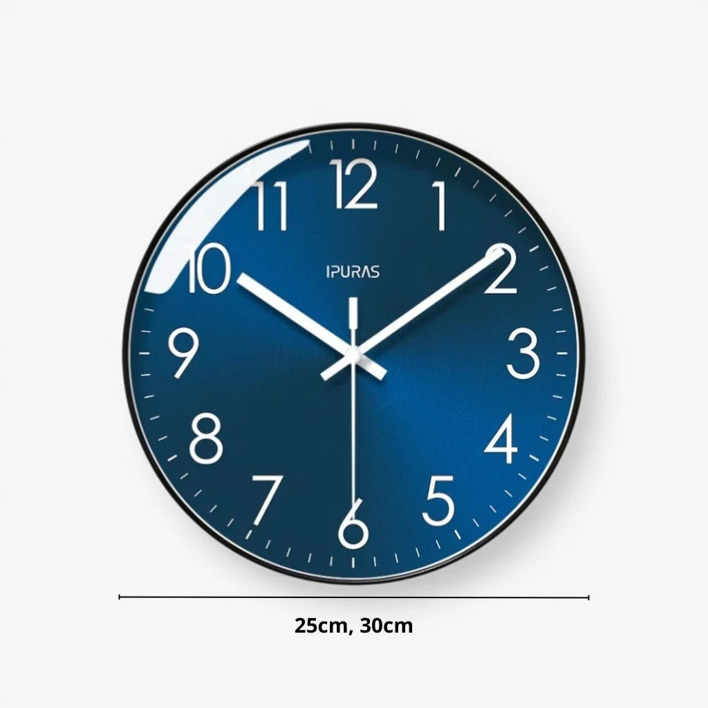 Wall Clock Silent Quartz Minimalist Glass Face