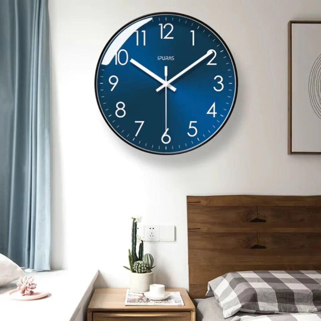 Wall Clock Silent Quartz Minimalist Glass Face