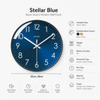 Wall Clock Silent Quartz Minimalist Glass Face
