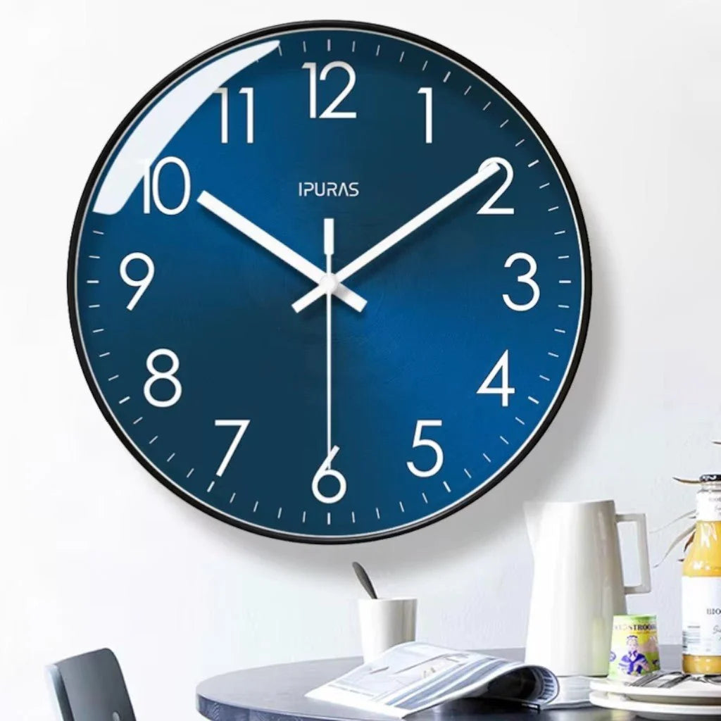 Wall Clock Silent Quartz Minimalist Glass Face