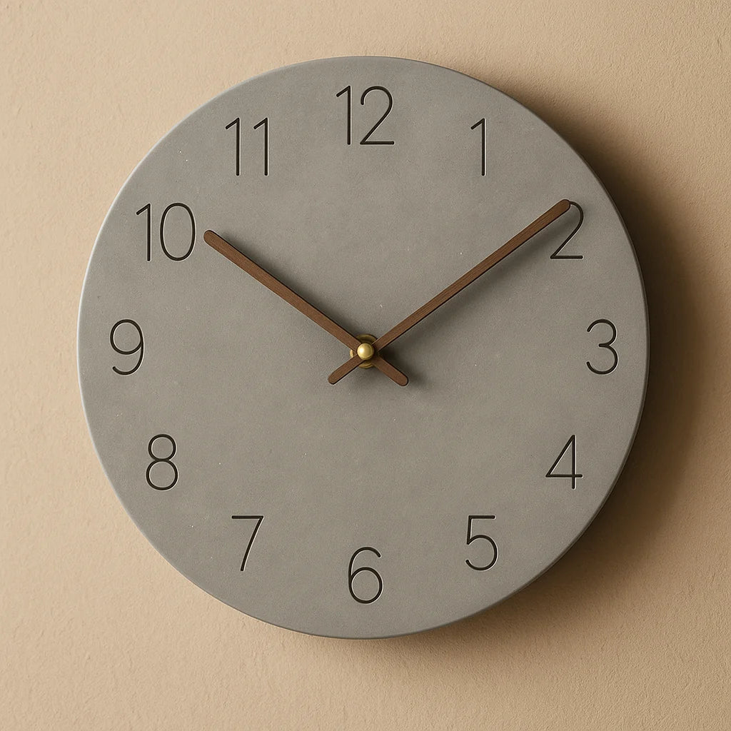 Wall Clock Silent Quartz Minimalist Wood Accents