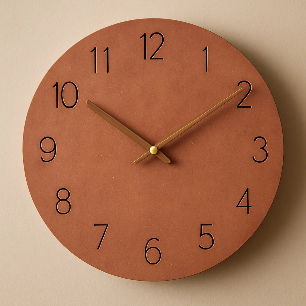 Wall Clock Silent Quartz Minimalist Wood Accents