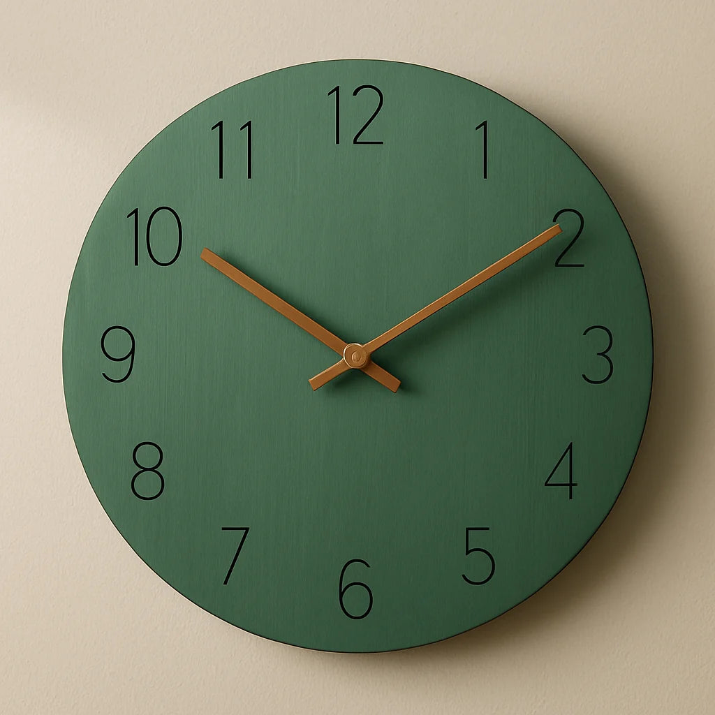 Wall Clock Silent Quartz Minimalist Wood Accents