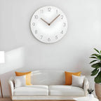Wall Clock Silent Quartz Minimalist Wood Accents