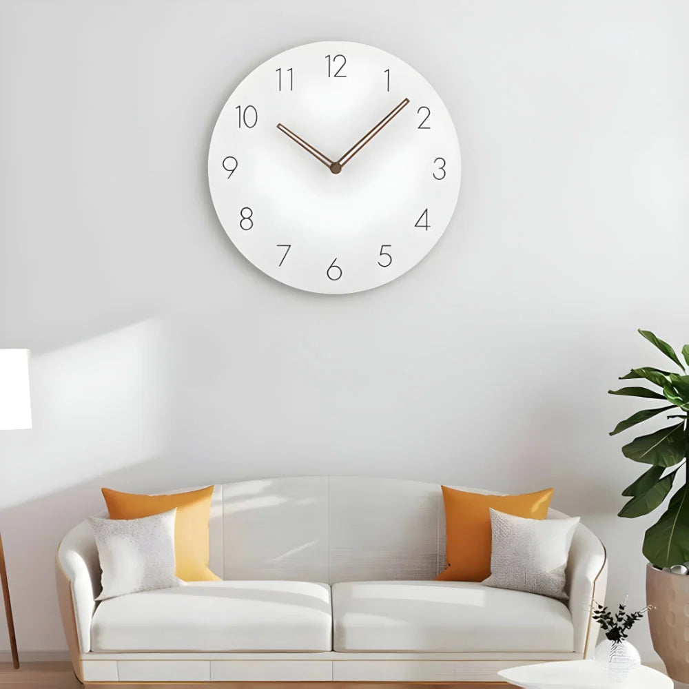Wall Clock Silent Quartz Minimalist Wood Accents