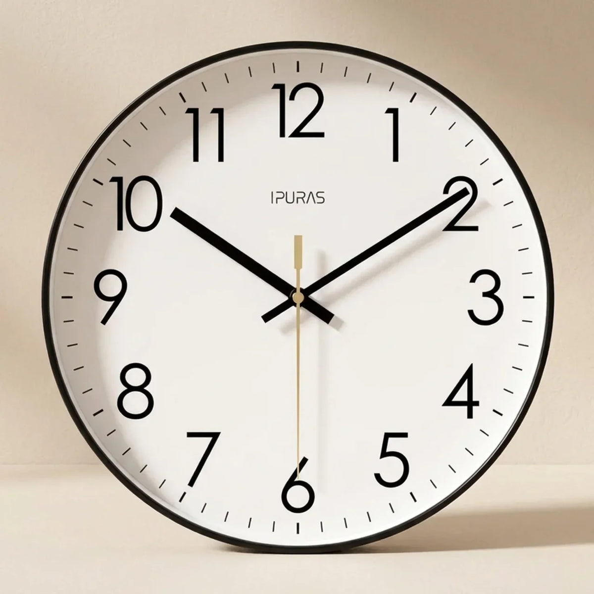 Wall Clock Silent Quartz Movement Glass Face Clear Numerals
