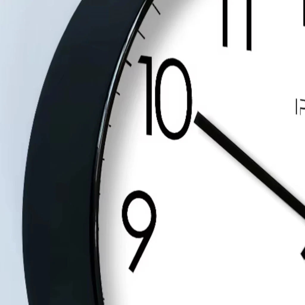 Wall Clock Silent Quartz Movement Glass Face Clear Numerals