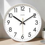 Wall Clock Silent Quartz Movement Glass Face Clear Numerals