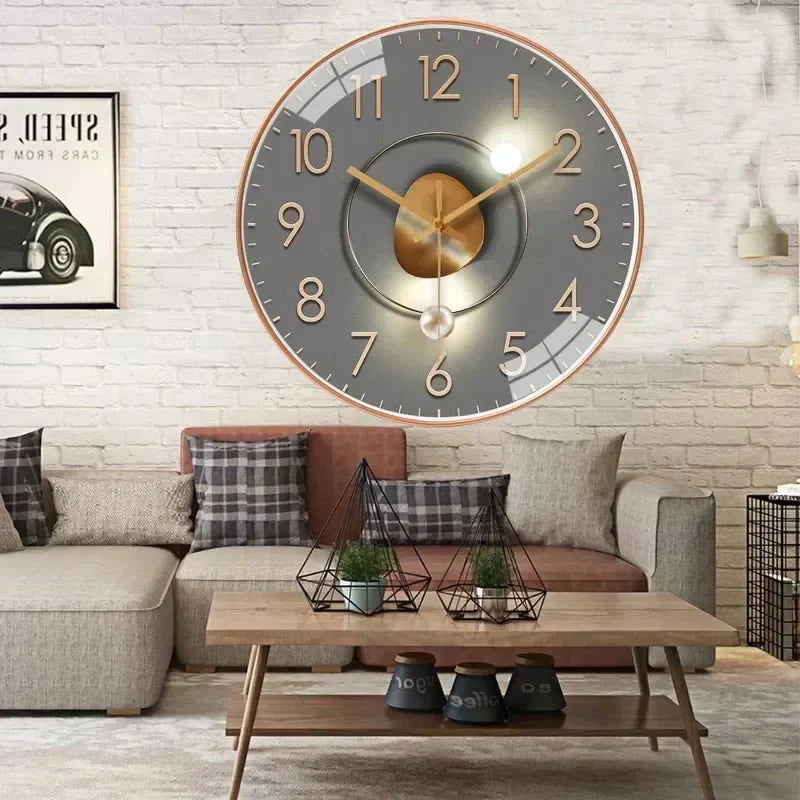 Wall Clock Silent Quartz Movement Minimalist Dial 11.8-Inch Diameter