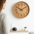 Wall Clock Silent Quartz Movement Natural Wood 30 Cm