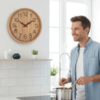 Wall Clock Silent Quartz Movement Natural Wood 30 Cm
