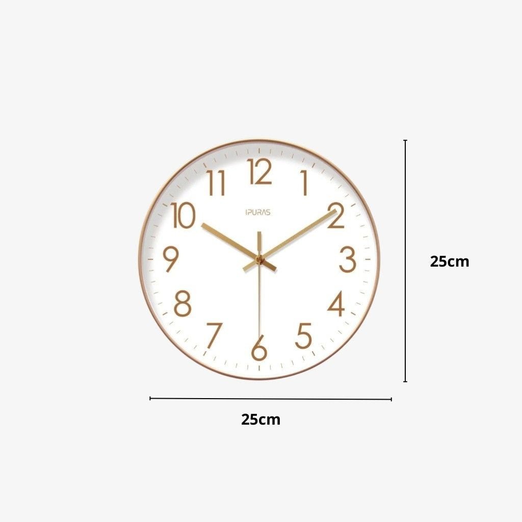 Wall Clock Silent Quartz Movement Nordic Minimalist Glass Face