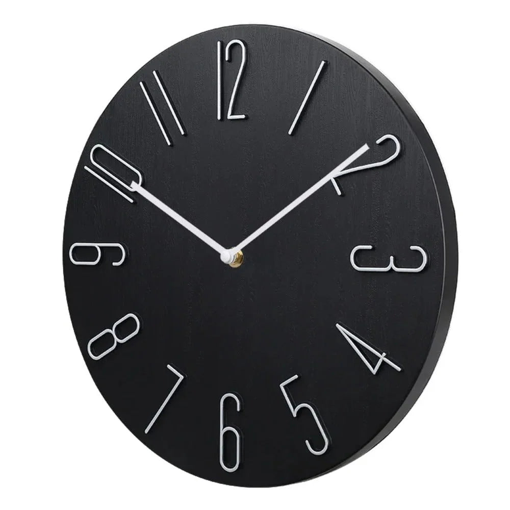 Wall Clock Silent Quartz Movement Raised Metal Numbers