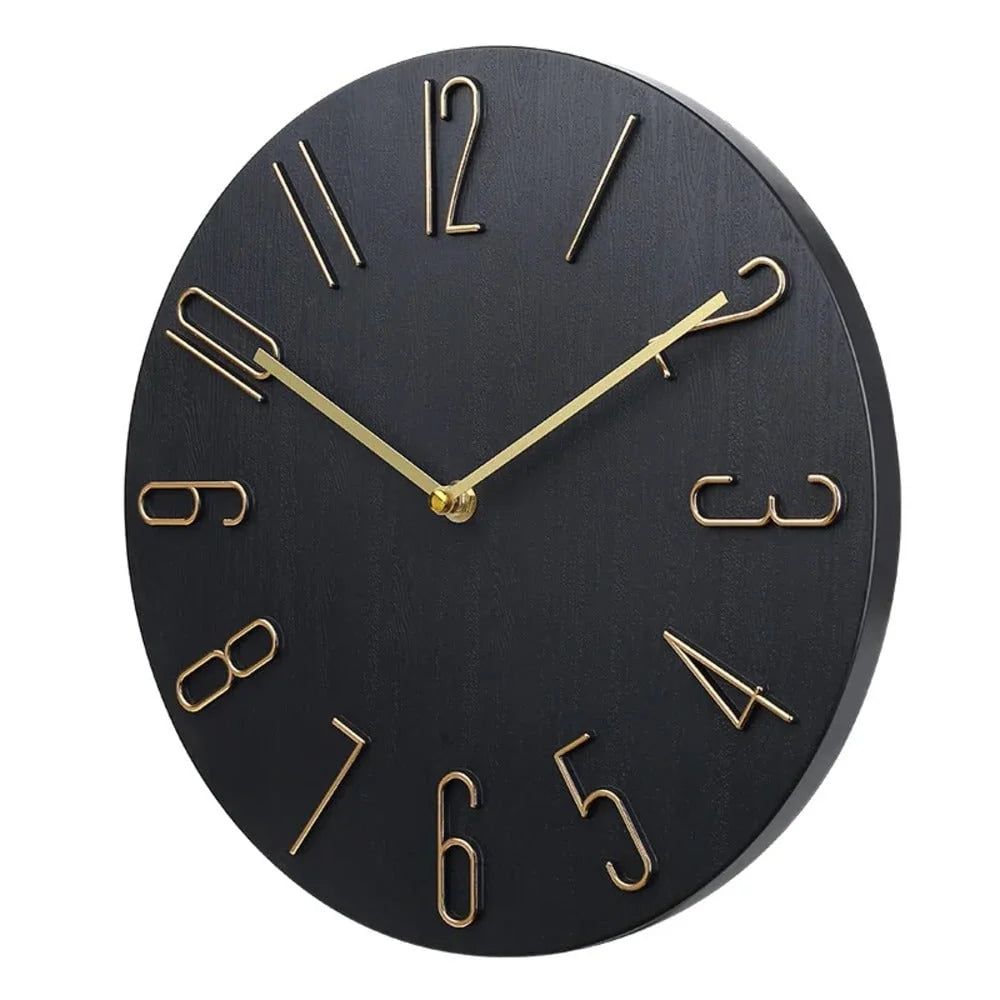 Wall Clock Silent Quartz Movement Raised Metal Numbers