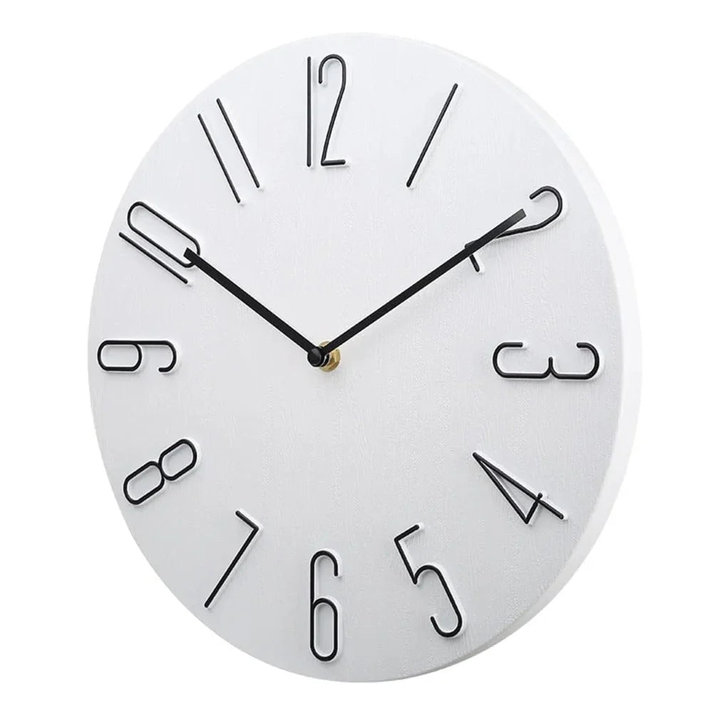 Wall Clock Silent Quartz Movement Raised Metal Numbers