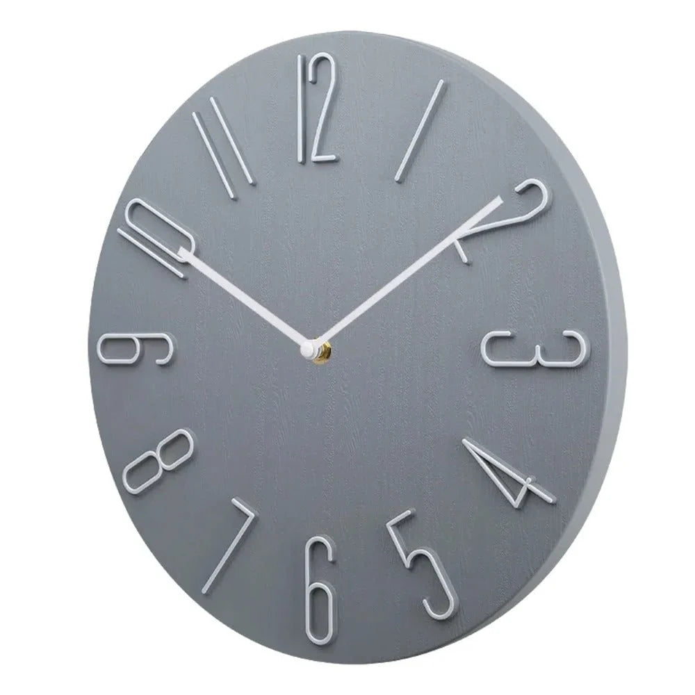 Wall Clock Silent Quartz Movement Raised Metal Numbers