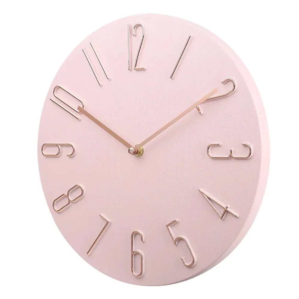 Wall Clock Silent Quartz Movement Raised Metal Numbers