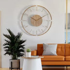 Wall Clock Silent Quartz Movement Wood & Acrylic 30cm