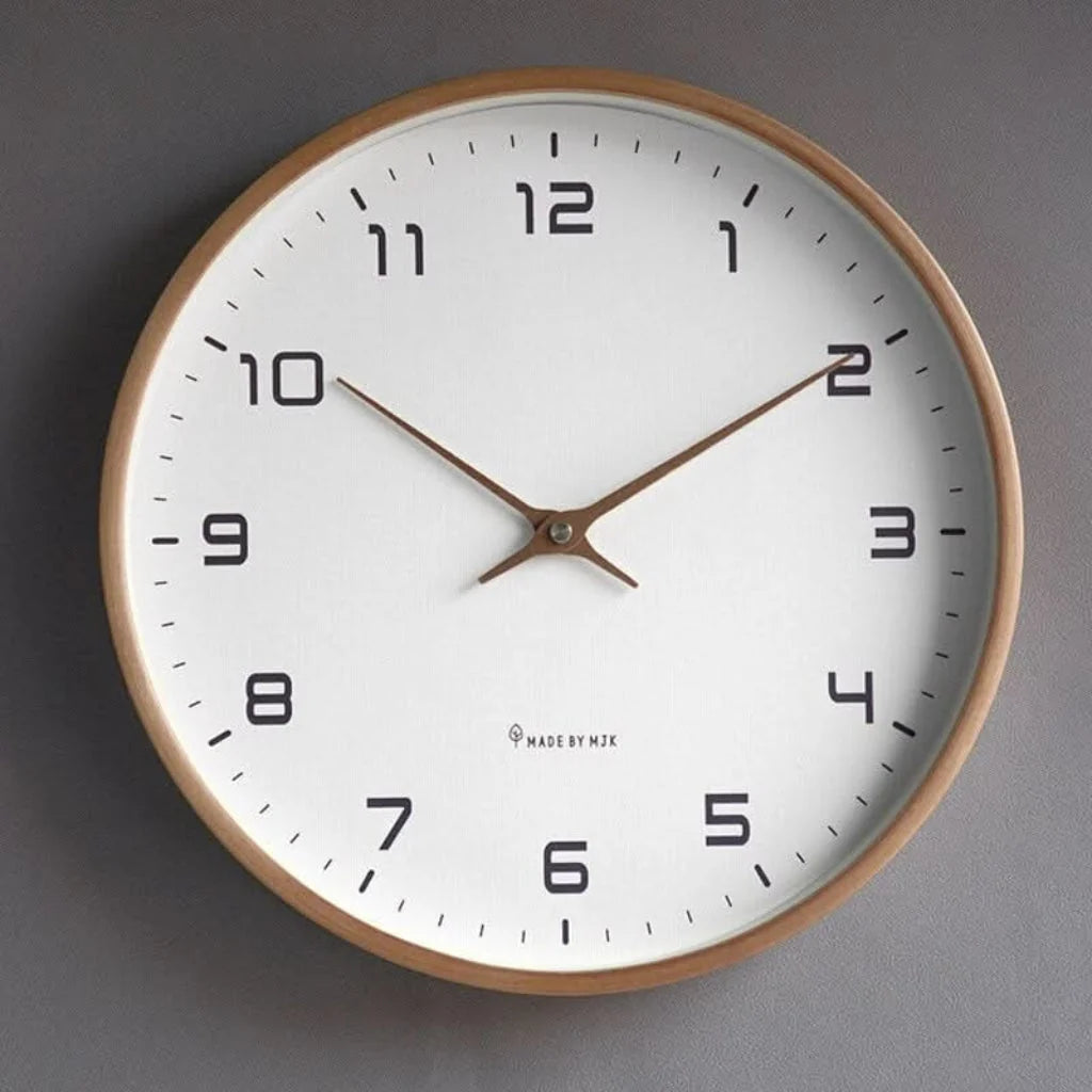 Wall Clock Silent Quartz Movement Wood Finish