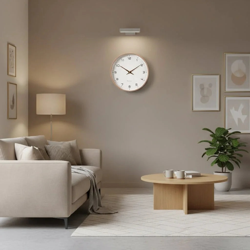 Wall Clock Silent Quartz Movement Wood Finish