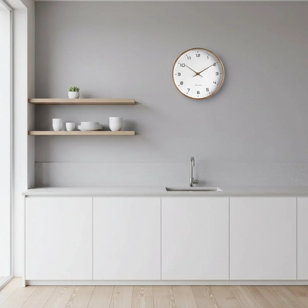 Wall Clock Silent Quartz Movement Wood Finish