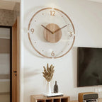Wall Clock Silent Quartz Natural Wood 35 cm