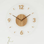 Wall Clock Silent Quartz Natural Wood 35 cm