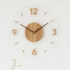 Wall Clock Silent Quartz Natural Wood & Acrylic