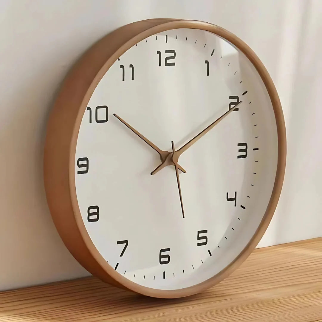 Wall Clock Silent Quartz Natural Wood Finish