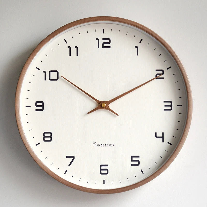 Wall Clock Silent Quartz Natural Wood Finish