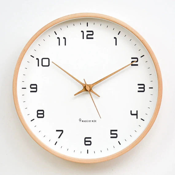 Wall Clock Silent Quartz Natural Wood Finish