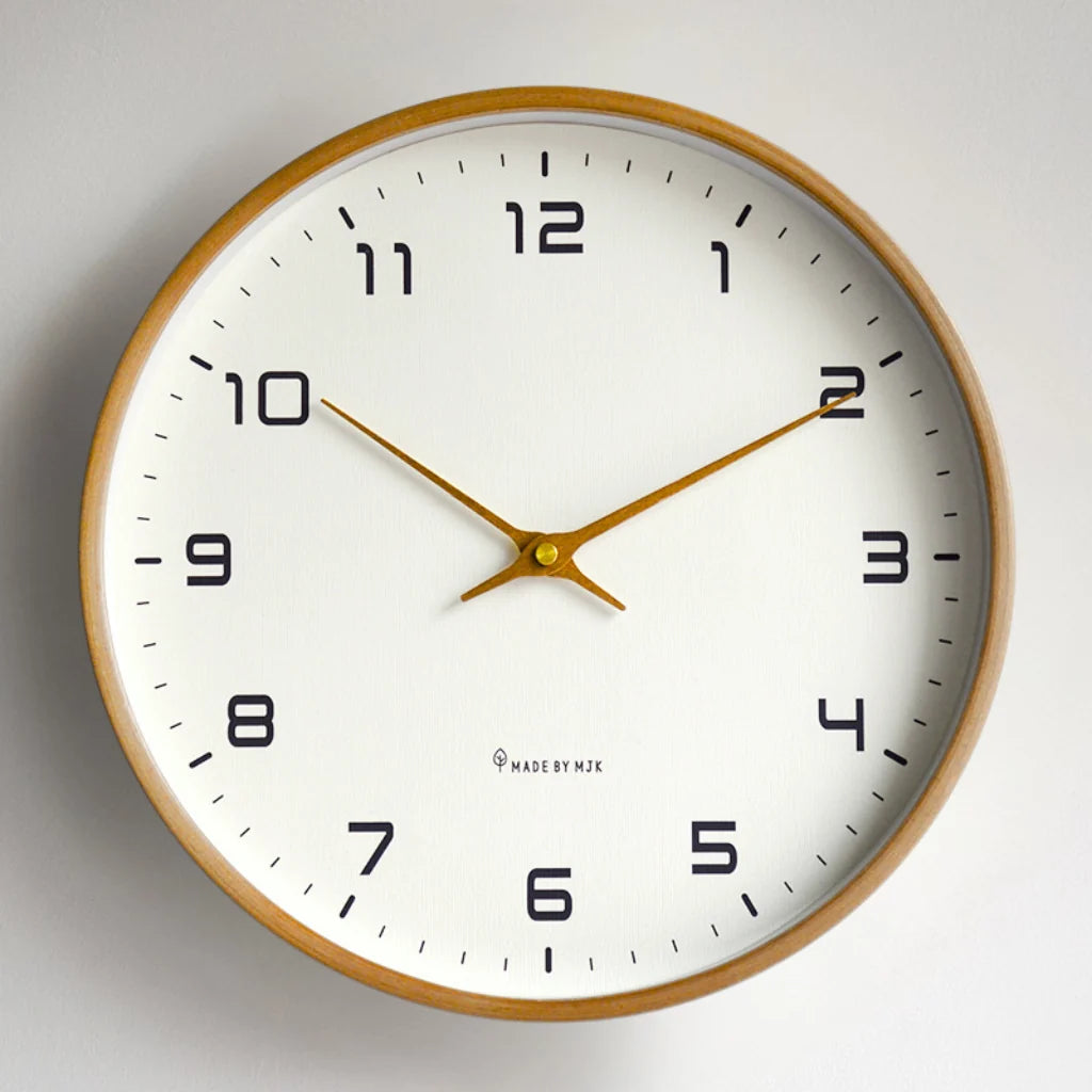 Wall Clock Silent Quartz Natural Wood Finish