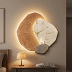 Wall Clock Silent Quartz Soft LED Natural Wood