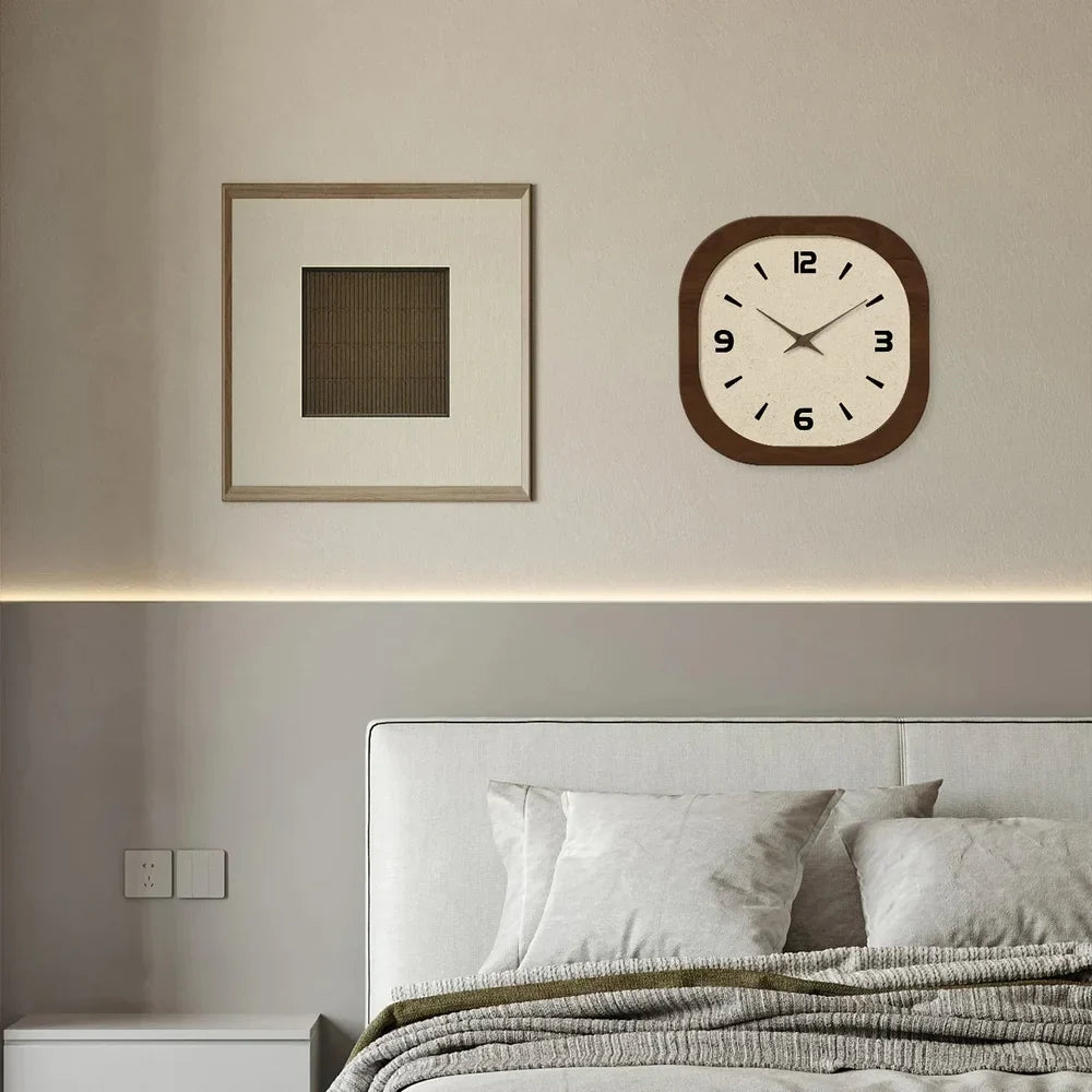 Wall Clock Silent Quartz Wood-Look