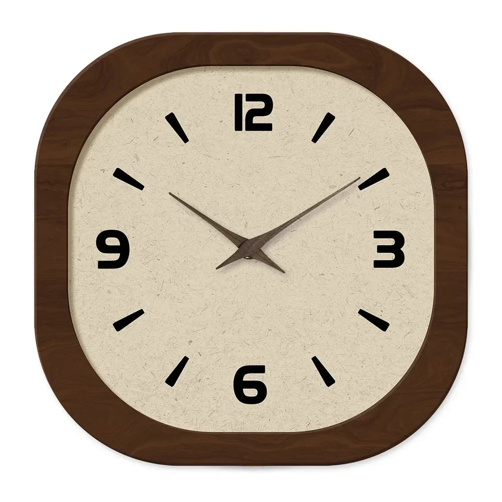 Wall Clock Silent Quartz Wood-Look