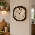 Wall Clock Silent Quartz Wood-Look
