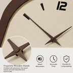 Wall Clock Silent Quartz Wood-Look