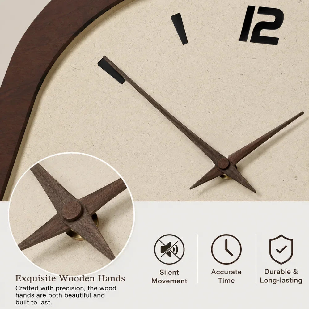Wall Clock Silent Quartz Wood-Look