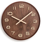 Wall Clock Solid Walnut 12 Inch Silent Quartz