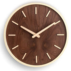 Wall Clock Solid Walnut 12 Inch Silent Quartz