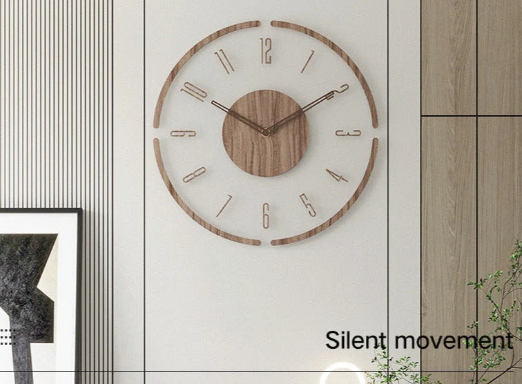Wall Clock Solid Wood Silent Movement 14 Inch