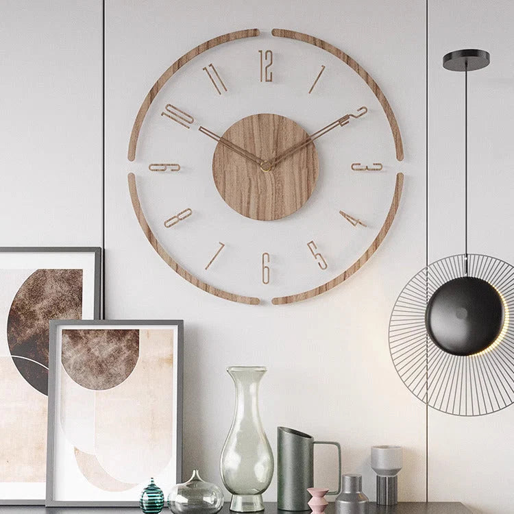 Wall Clock Solid Wood Silent Movement 14 Inch