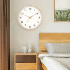 Wall Clock Solid Wood Silent Movement Glass Cover