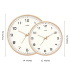 Wall Clock Solid Wood Silent Movement Glass Cover