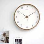 Wall Clock Solid Wood Silent Movement Glass Cover