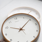 Wall Clock Solid Wood Silent Movement Glass Cover